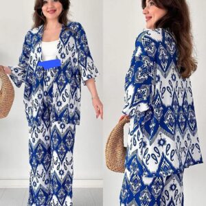 Chic Ikat Print 2-Piece Co-ord Set - Image 3